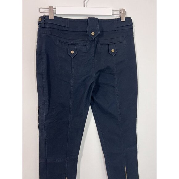 Karen Millen Navy Blue England Cargo Moto Tapered Pants Size 8 - Picture 4 of 10